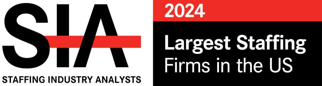2024 Largest Staffing Firms in the US logo, SIA list recognition.