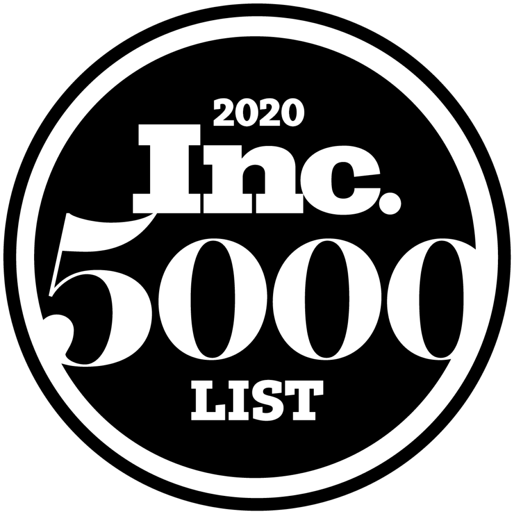 2020 Inc. 5000 List Badge, honoring fastest-growing private companies.